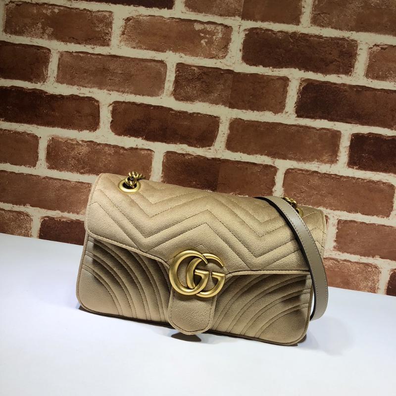 Gucci Chain Shoulder Bag 443497 Velvet Solid Caramel
